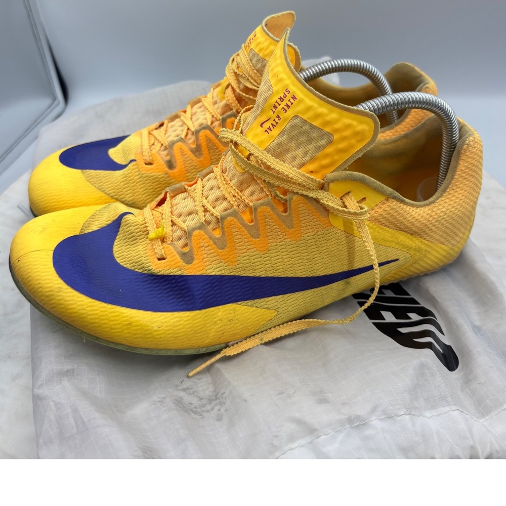 Nike Rival Sprint Track Spikes Men's 11 Yellow Blue FZ9663-800 Racing Cleats